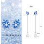 Threader Earrings for Women, 925 Sterling Silver Family Tree of Life Dangle Earrings, 5A Cubic Zirconia Drop Earrings Gift for Women Girls