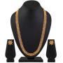 Aheli Bollywood Traditional Gold Tone Long Necklace Earrings Jewelry Set for Women Wedding Party Ethnic Fashion Wear