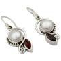 NOVICA Garnet Cultured Freshwater Pearl .925 Sterling Silver Dangle Earrings, Sublime Romance