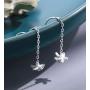 SLUYNZ 925 Sterling Silver Plumeria Flowers Tassel Earrings Dangle for Women Teen Girls Plumeria Flowers Earrings Threader Earrings
