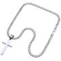 Double Rainbow Jewelry C08S-P32S Men Stainless Steel Silver Cross Pendant Cuban Necklace Chain Link