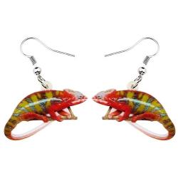 DUOWEI Acrylic Summer Tropic Chameleon Anole Lizard Earrings Charm Dangle Drop Jewelry for Women Girls Teens Kids Lovers Fancy Gifts