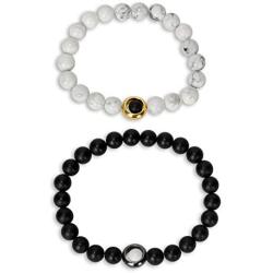 SPUNKYsoul Circle Infinity Couples Stretch Long Distance Relationship Bracelet in Onyx, Howlite and Hematite for His and Hers Matching Women and Men Jewelry