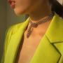 Salircon Sparkle Rhinestones Crystal Collar Choker Necklace for Women Girl Belt Shape Band Party Club Festival Jewelry