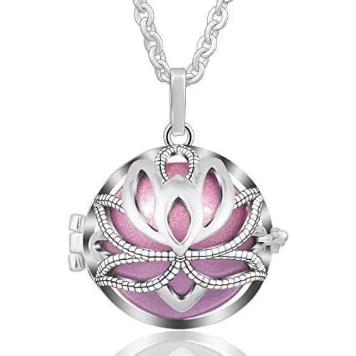 EUDORA Harmony Bola Necklace Yoga Lotus Music Chime Locket Pendant Wishing Ball Pregnancy Gift, 30'' Chain EUDORA Harmony Bola Necklace Yoga Lotus Music Chime Locket Pendant Wishing Ball Pregnancy Gift, 30'' Chain