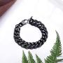 ChainsPro Durable Cuban Link Bracelet for Mens Boys, 6/10/14 mm, 19-21CM Length, 18K Gold Plated/316L Stainless Steel/Black-with Gift Box