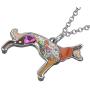DUOWEI Floral Belgian Malinois Dog Pendant Necklace Alloy Enamel Rhinestone Pets Jewelry Gifts for Women Teens Girls