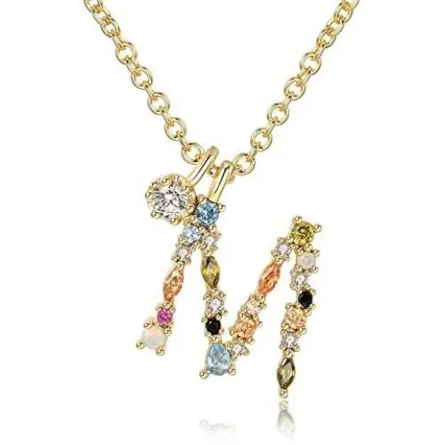 Percolo Crystal Initial Necklace Gemstone Letter Necklace for Women Dainty Jewelry Collection for Girls Percolo Crystal Initial Necklace Gemstone Letter Necklace for Women Dainty Jewelry Collection for Girls