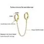 CHESKY 14K Gold Plated Zirconia Handcuff Hoop Earrings Double Piercing Earrings Dangle Chain Huggie Hoop Earrings for Men Women 1PC
