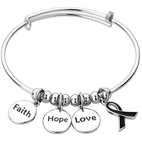 Chris Johnsons Ribbon Breast Cancer Love Faith Hope Awareness Adjustable Bangle Charm Bracelet Supporting Gifts for Women Mom