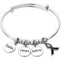 Chris Johnsons Ribbon Breast Cancer Love Faith Hope Awareness Adjustable Bangle Charm Bracelet Supporting Gifts for Women Mom