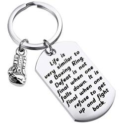 WSNANG Boxing Gift Life is Very Similar to a Boxing Ring Keychain Inspirational Quote Boxing Glove Keychain Encouragement Gift for Boxing Lover Sport Lover