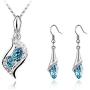 Fortunal Teardrop Jewelry Set Crystal Fashion Earrings Pendant Necklace with Box Package