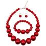Halawly Large Pearl Necklace Jewelry Set - 3 Colors Simulated Pearl Beads Statement Strand Necklaces Bracelet and Earrings for Women