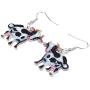 DUOWEI Cute Cartoon Milk Cattle Cow Earrings Acrylic Dangle Drop Jewelry for Women Girls Teens Kids Gifts