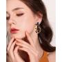 LOYALLOOK 4Set Leopard Jewelry Set Leopard Bracelet Acrylic Hoop Earring Statement Leopard Long Tassel Pendant Necklace for Women