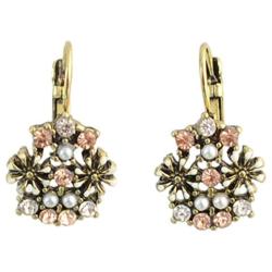 YAZILIND Women Boho Vintage Hoop Dangle Earrings Statement Flower Rhinestone Bronze Colorful Retro Ethnic Antique Charms Jewelry