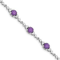 Jewelry Bracelets Gemstones Sterling Silver Rhodium-plated Amethyst and Diamond Tennis Bracelet