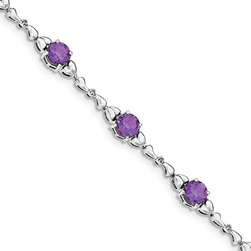 Jewelry Bracelets Gemstones Sterling Silver Rhodium-plated Amethyst and Diamond Tennis Bracelet