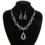 SP Sophia Collection Womens Elegant Crystal Teardrop Fashion Statement Necklace and Stud Post Dangle Earring Set