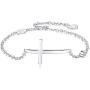AmorAime 925 Sterling Silver Cross Bracelet for Women Dainty Religious Bracelet Christian Believe Faith Bracelet CZ Adjustable Girls Jewelry for Christmas or Birthday