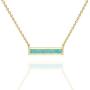 PAVOI 14K Gold Plated Thin Bar Green/White Created Opal Necklace Pendant 16-18''