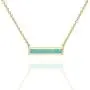 PAVOI 14K Gold Plated Thin Bar Green/White Created Opal Necklace Pendant 16-18''