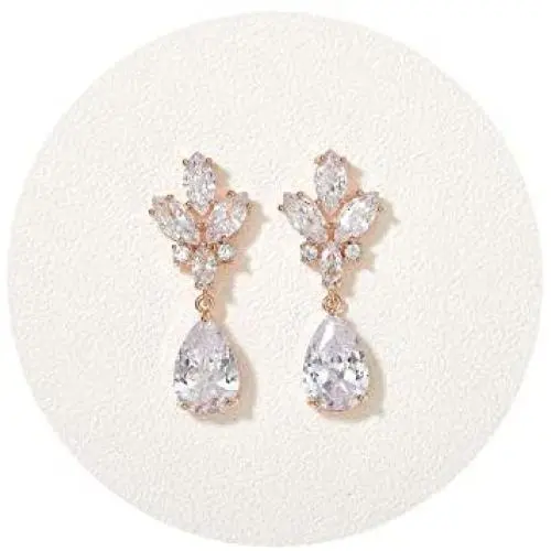 SWEETV Teardrop Bridal Wedding Earrings for Women, Brides, Birdesmaids, Crystal Cubic Zirconia Drop Earrings for Prom Jewelry Gifts