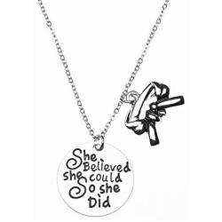Sportybella Martial Arts Necklace, She Believed She Could So She Did Belt Keychain, Martial Arts Gift