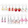 PANTIDE 8 Pairs Funny Dangle Earrings Gummy Bear Goldfish Water Bottle Paint Palette Strawberry Mushroom Milk Tea Egg Pendant Earrings Indie Kidcore Aesthetic Earrings with Hypoallergenic 925 Hooks