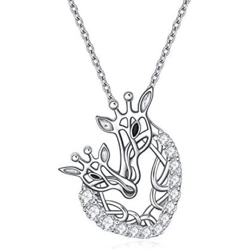 WINNICACA Penguin Necklaces 925 Sterling Silver Owl/Turtle/Giraffe Necklace for Women Cute Animal Jewelry for Girlfriend Birthday Gifts for Daughter Mother