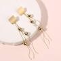 Tanpie Dangle Earrings for Women, Golden Long Tassel Stud Earrings, Fashion Jewelry for Valentine Friendship
