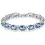 CiNily Created Blue White Fire Opal/Mystic Clear Crystal Bracelets for Women 18K White Gold Plated Big Round or Oval Shape Gems Bracelet Jewelry Gifts CiNily Created Blue White Fire Opal/Mystic Clear Crystal Bracelets for Women 18K White Gold Plated Big Round or Oval Shape Gems Bracelet Jewelry Gifts