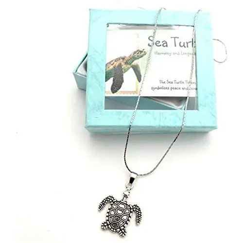 Smiling Wisdom - Sea Turtle Totem Animal Girls Necklace Gift Set - Totem Spirit Animal Guide Turtle Necklace, Turtle Card - Gifts for Girls,Tween, Teen, Woman - Antique Silver Smiling Wisdom - Sea Turtle Totem Animal Girls Necklace Gift Set - Totem Spirit Animal Guide Turtle Necklace, Turtle Card - Gifts for Girls,Tween, Teen, Woman - Antique Silver