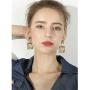 D.Rosse Lightweight Sequin Crystal Dangle Earring Metal Mesh Grid Tassel Drop Earrings Long Gold Shining Square Stud Earrings for Women Girls