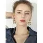 D.Rosse Lightweight Sequin Crystal Dangle Earring Metal Mesh Grid Tassel Drop Earrings Long Gold Shining Square Stud Earrings for Women Girls