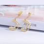 Cat Moon and Star Earrings Sterling Silver Stud Earrings Silver and Gold Star Dangle Earrings Cat Lover Gifts for Women