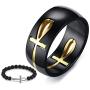 Gungneer Mens Stainless Steel Black Hollow Removable Ankh Cross Ring Key of Life Symbol of Protection Amulet Jewelry