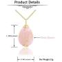 Top Plaza Natural Healing Crystals Rose Quartz Teardrop Gemstone Necklace Tree of Life Gold Copper Wire Wrapped Pendant Necklaces Reiki Quartz Jewelry for Womens