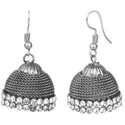 Efulgenz Boho Vintage Antique Ethnic Gypsy Tribal Indian Oxidized Silver Multicolor Beaded Jhumki Earrings Set Jewelry