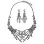 Fld Halloween Punk Collar Chunky Necklace Stud Earring Jewelry Sets Gothic Double Bone-Hand Claw Choker Statement Bib Necklace for Women
