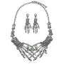Fld Halloween Punk Collar Chunky Necklace Stud Earring Jewelry Sets Gothic Double Bone-Hand Claw Choker Statement Bib Necklace for Women