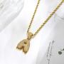 Plumiss Initial Letter Pendant Necklace Mens Womens Capital Letter A-Z 14K Gold Long Necklace