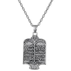 Jewish Torah Scroll 10 Commandments Link Chain Pendant Necklace Ethnic Jewelry