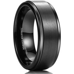 King Will Basic 8mm Black High Polish Matte Finish Tungsten Mens Wedding Ring Comfort Fit