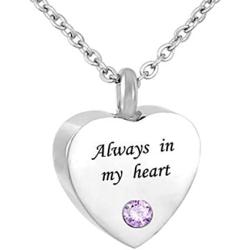 Jesse Ortega 12 Colors Birthstone Urn Necklace of Ashes Always in My Heart Cremation Keepsake Memorial Jewelry