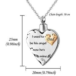 misyou Cremation Jewelry Charm Angel Wing Urn Necklace for Ashes I Used to be his Angle,Now Hes Mine - Stainless Steel Heart Memorial Pendant and 12 PCS Birthstones