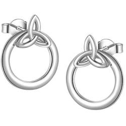 Ladytree Sterling Silver Celtic Knot Circle/Hearts Ear Jacket Earrings Back Ear Cuffs Chic Stud Earring