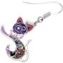 NEWEI Enamel Alloy Cute Jumping Cat Kitten Earrings For Women Dangle Drop Anime Animal Pet Jewelry Gifts Charm Ornaments