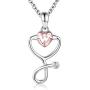 Medicine Stethoscope Necklace Sterling Silver Heartbeat EKG Pendant Necklace Nurse Physician Jewelry for Doctors Medical Science Student gifts